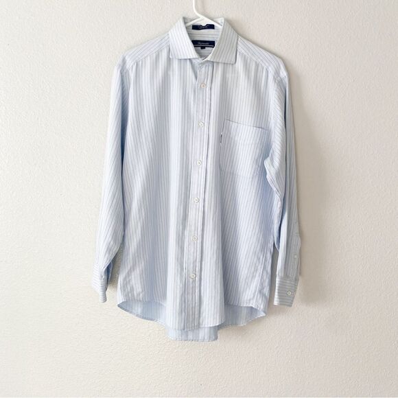 FACONNABLE Mens Dress Shirts Long Sleeve Striped Dress Oxford Designed in France - Picture 1 of 7